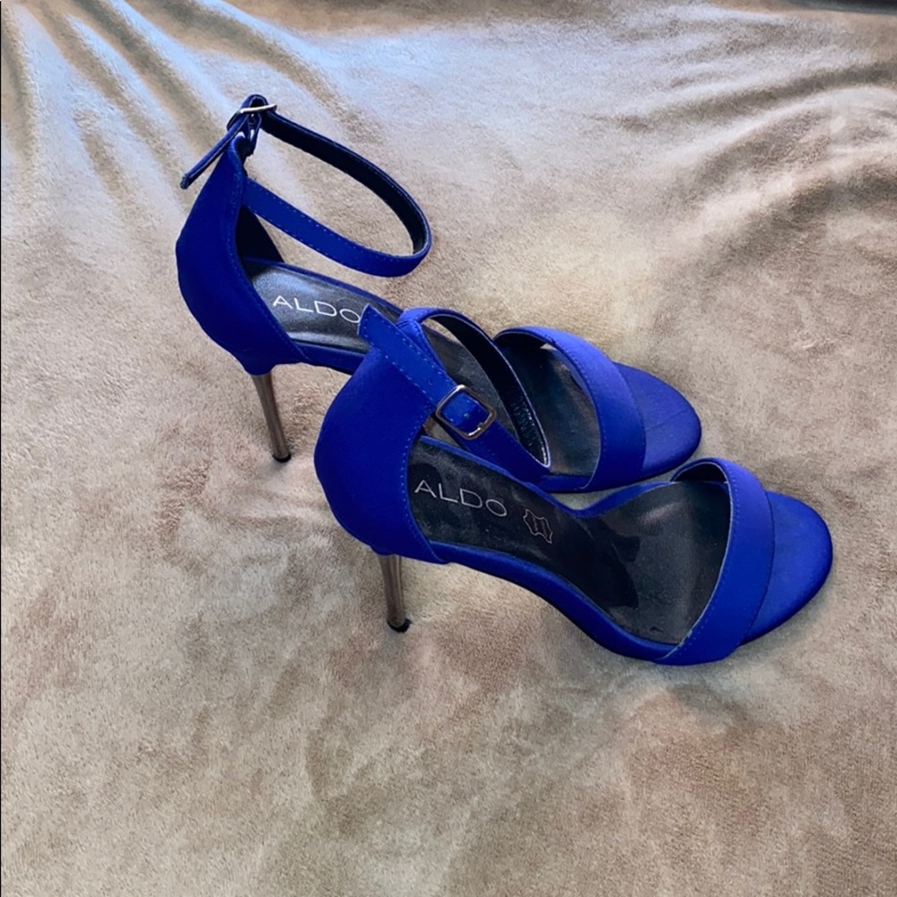 ALDO AIRWEN-8 Blue Ankle Strap Open Toe Heels